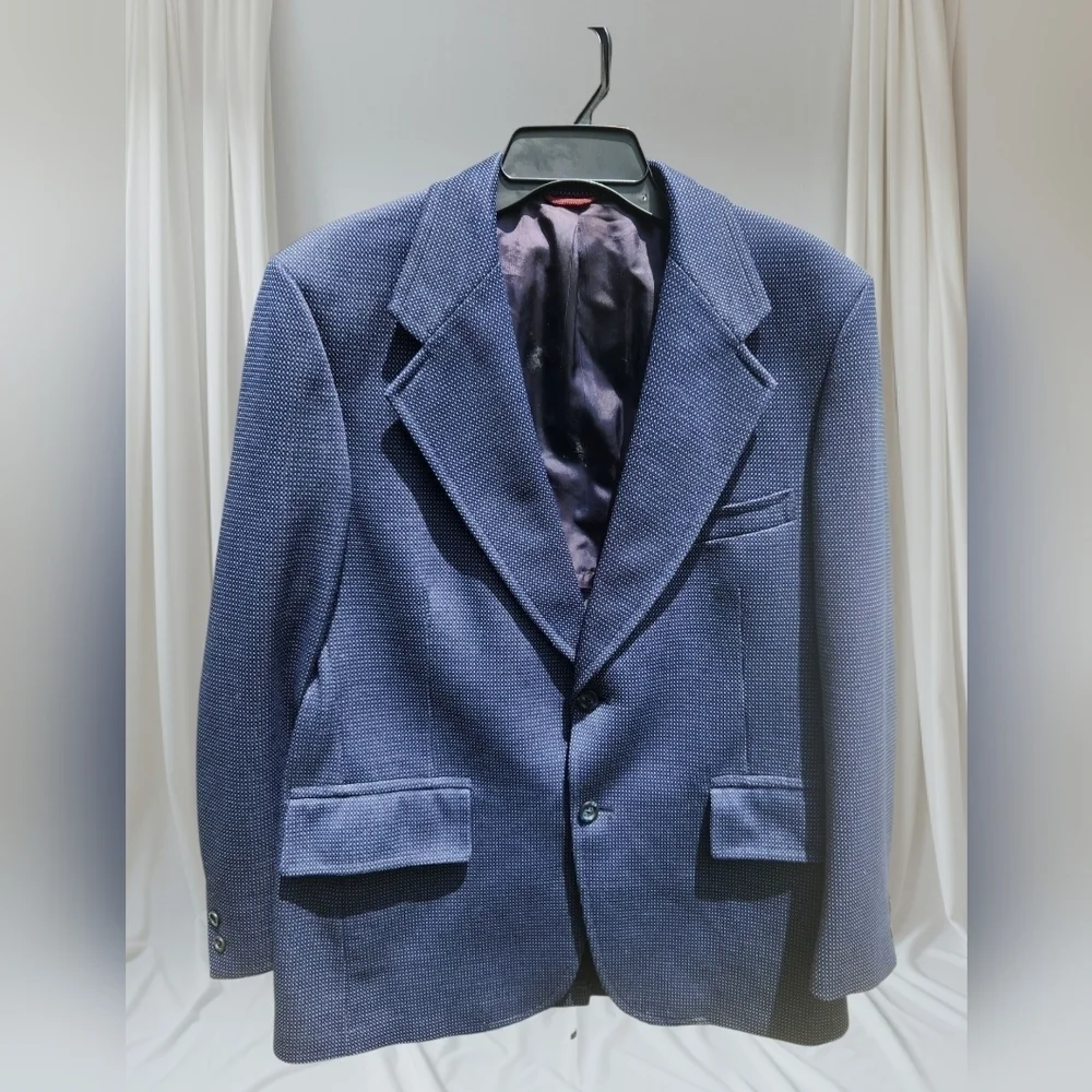 HART SCHAFFNER & MARKS WALLACHS Navy Knit Sports Coat, Blazer SIZE 40 VINTAGE